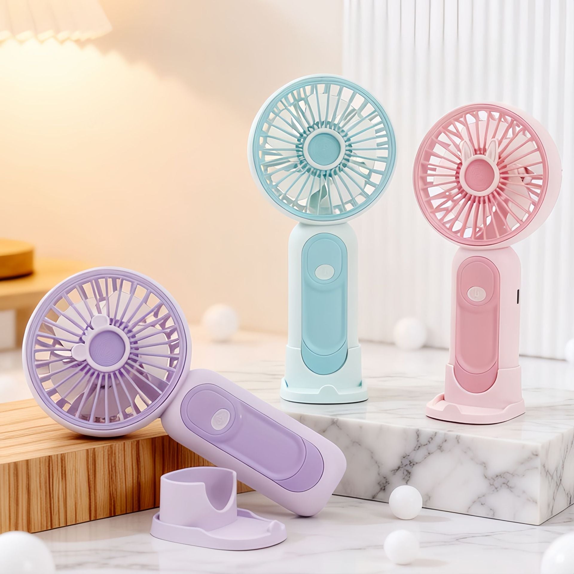 Portable Handheld Fan in Durable Plastic with Detachable Stand for Personal Cooling 1