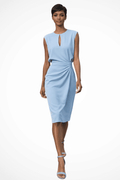Ruched Wrap Midi Dress for Women - Versatile Summer & Cocktail Dress with Cap Sleeves 0