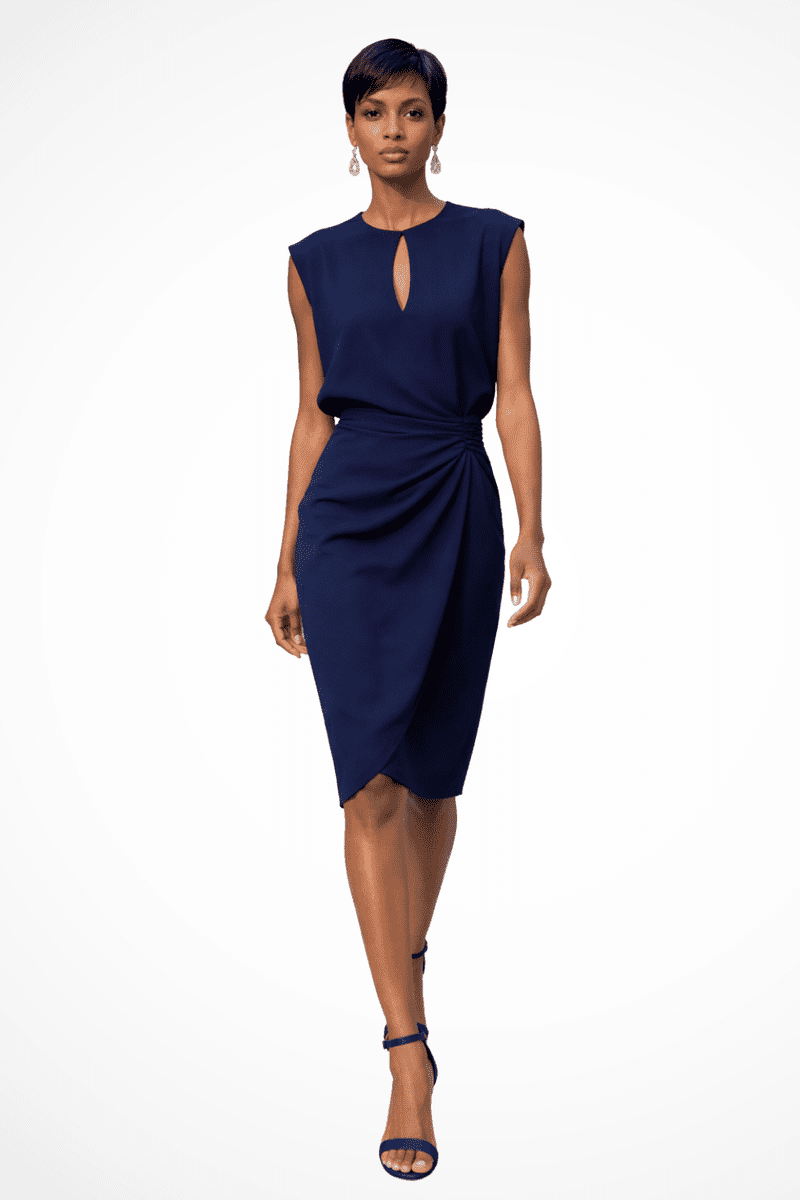 Ruched Wrap Midi Dress for Women - Versatile Summer & Cocktail Dress with Cap Sleeves 1