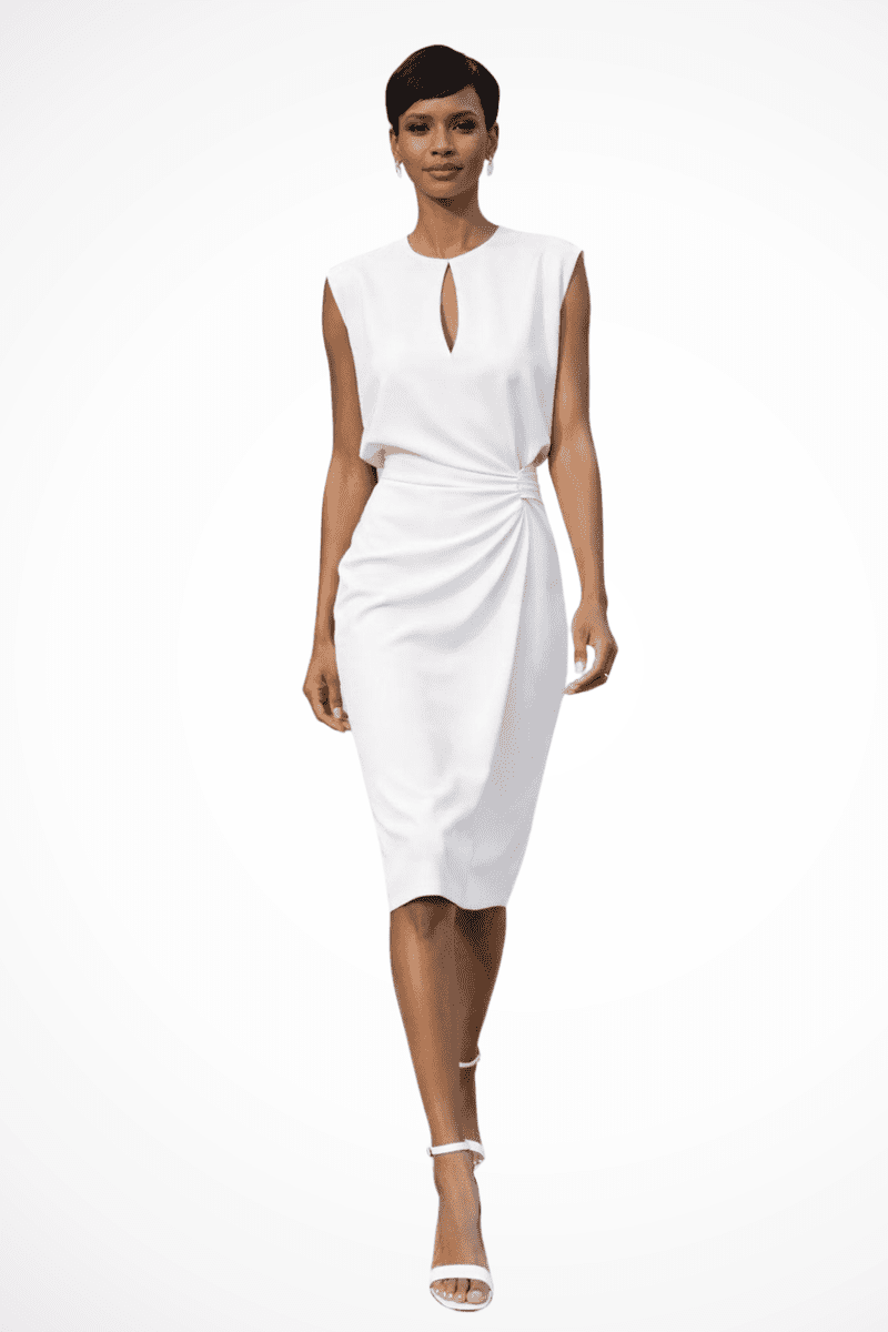 Ruched Wrap Midi Dress for Women - Versatile Summer & Cocktail Dress with Cap Sleeves 2