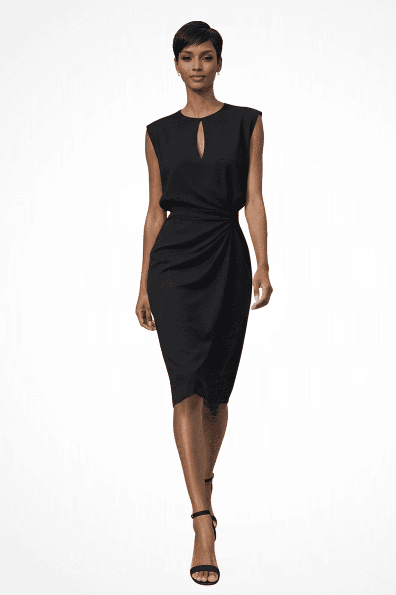 Ruched Wrap Midi Dress for Women - Versatile Summer & Cocktail Dress with Cap Sleeves 3