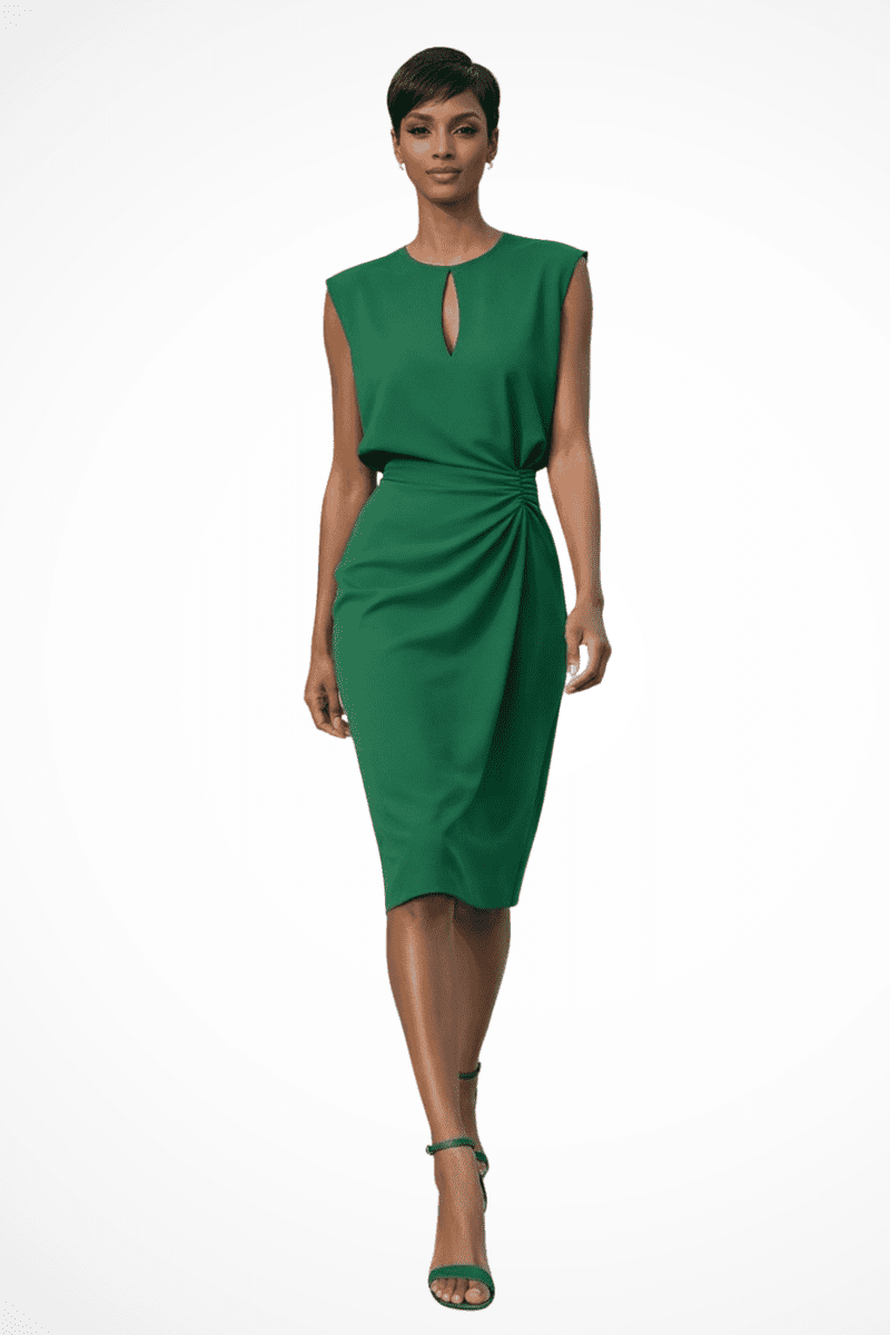 Ruched Wrap Midi Dress for Women - Versatile Summer & Cocktail Dress with Cap Sleeves 4