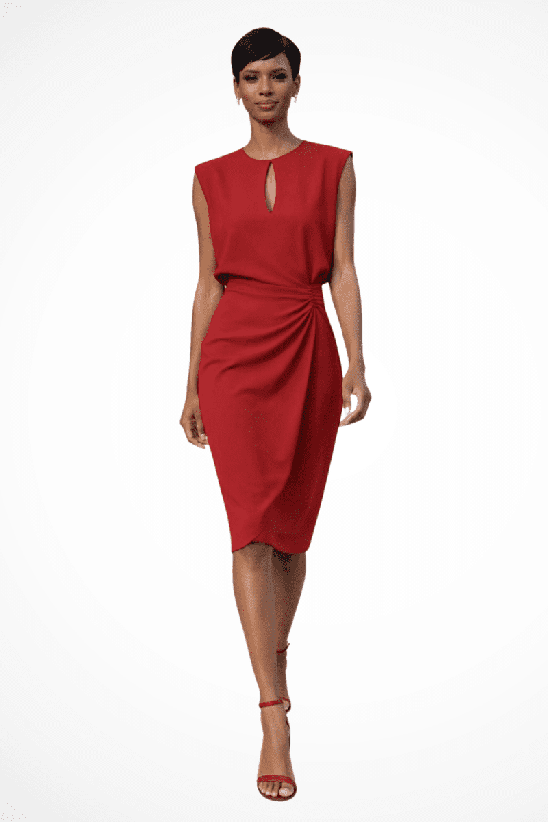 Ruched Wrap Midi Dress for Women - Versatile Summer & Cocktail Dress with Cap Sleeves 5