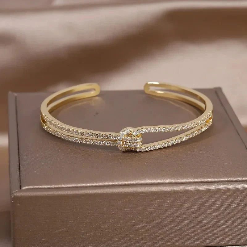 Sapphire Knot Cuff Bracelet - Elegant Adjustable Cuff Bracelets for Women 0