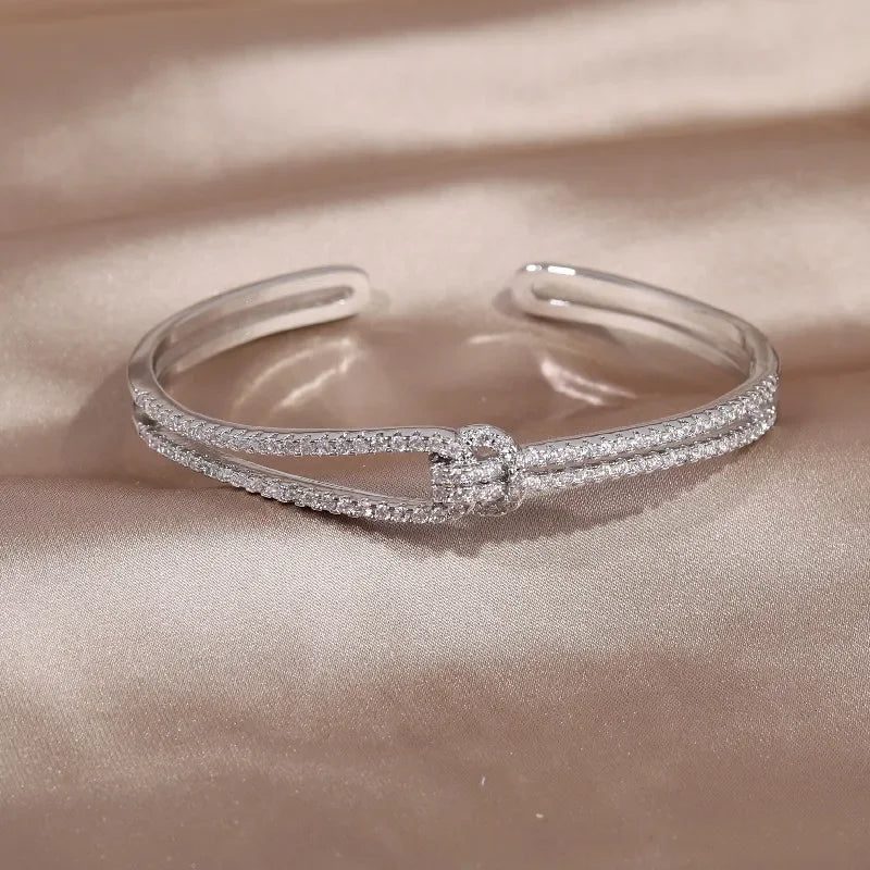 Sapphire Knot Cuff Bracelet - Elegant Adjustable Cuff Bracelets for Women 6