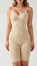 Sculpting Mid Thigh Shapewear Bodysuit with Adjustable Straps & Bust Support 0