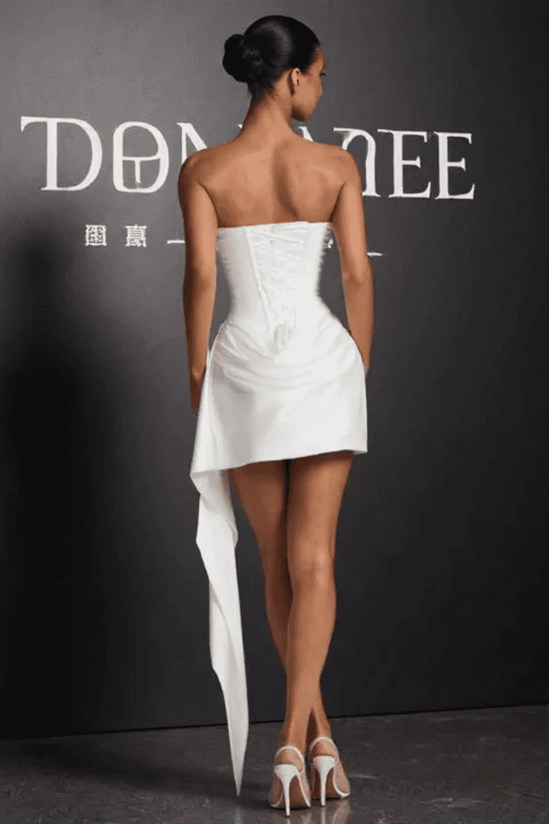 Strapless Corset Mini Satin Dress for Women - Perfect Cocktail & Formal Dresses 4