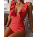Stylish Boho One Piece Swimsuit for Women with Ruffles & Quick-Dry Fabric 0