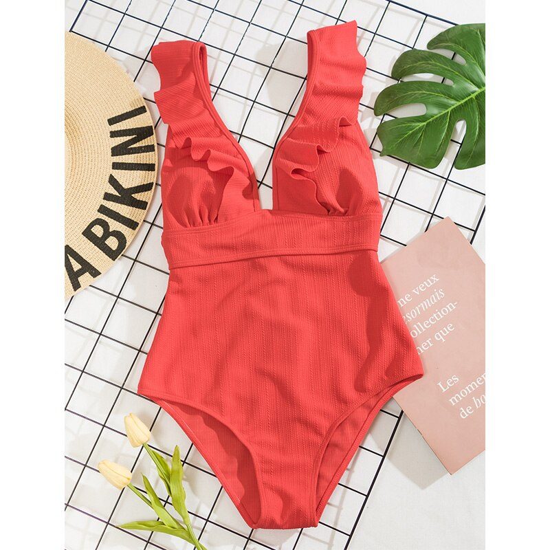 Stylish Boho One Piece Swimsuit for Women with Ruffles & Quick-Dry Fabric 1