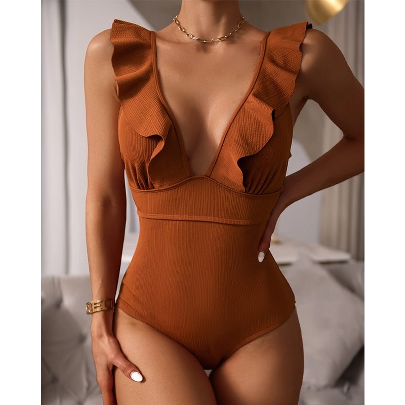 Stylish Boho One Piece Swimsuit for Women with Ruffles & Quick-Dry Fabric 2