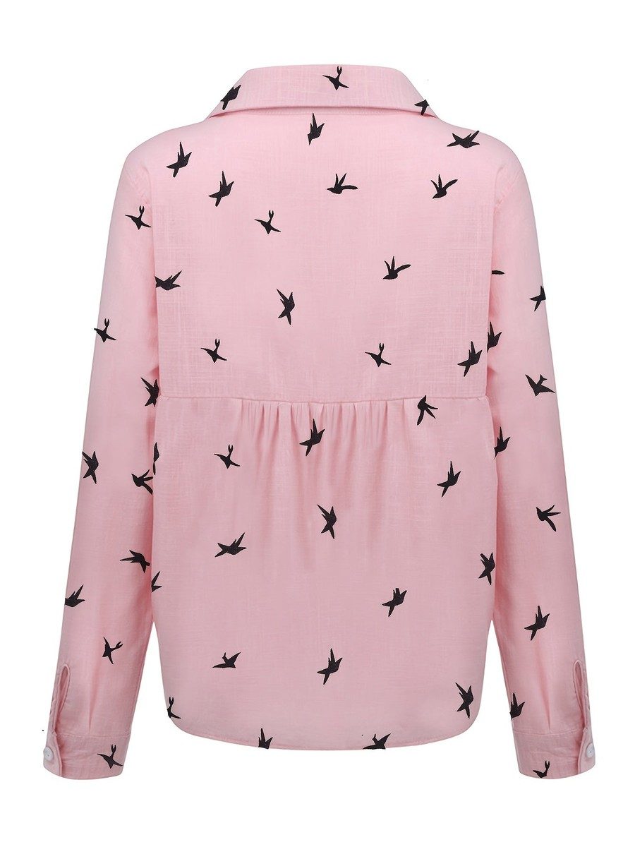 Stylish Button Front Shirt - Printed Design with Functional Closure, Long Sleeves, Comfortable Polyester Blend 5