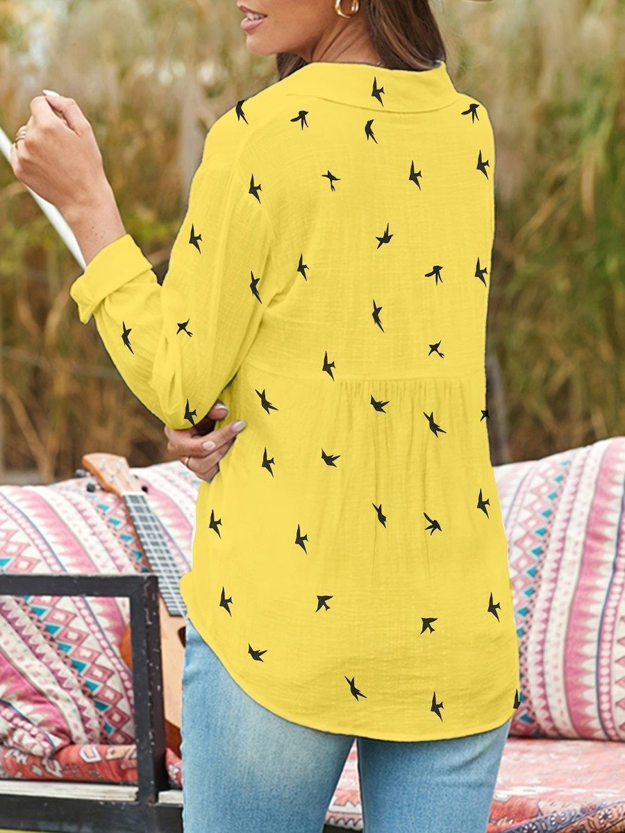 Stylish Button Front Shirt - Printed Design with Functional Closure, Long Sleeves, Comfortable Polyester Blend 7