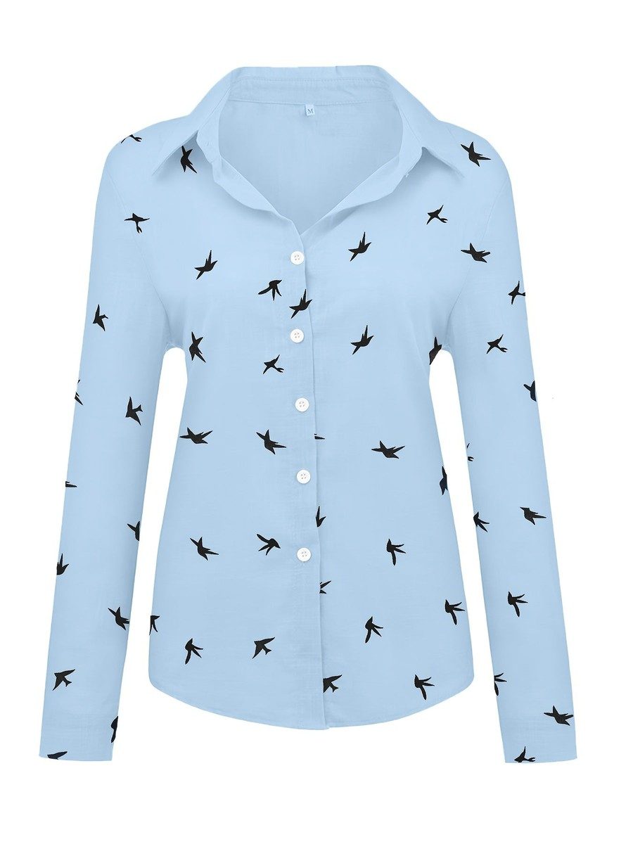 Stylish Button Front Shirt - Printed Design with Functional Closure, Long Sleeves, Comfortable Polyester Blend 8