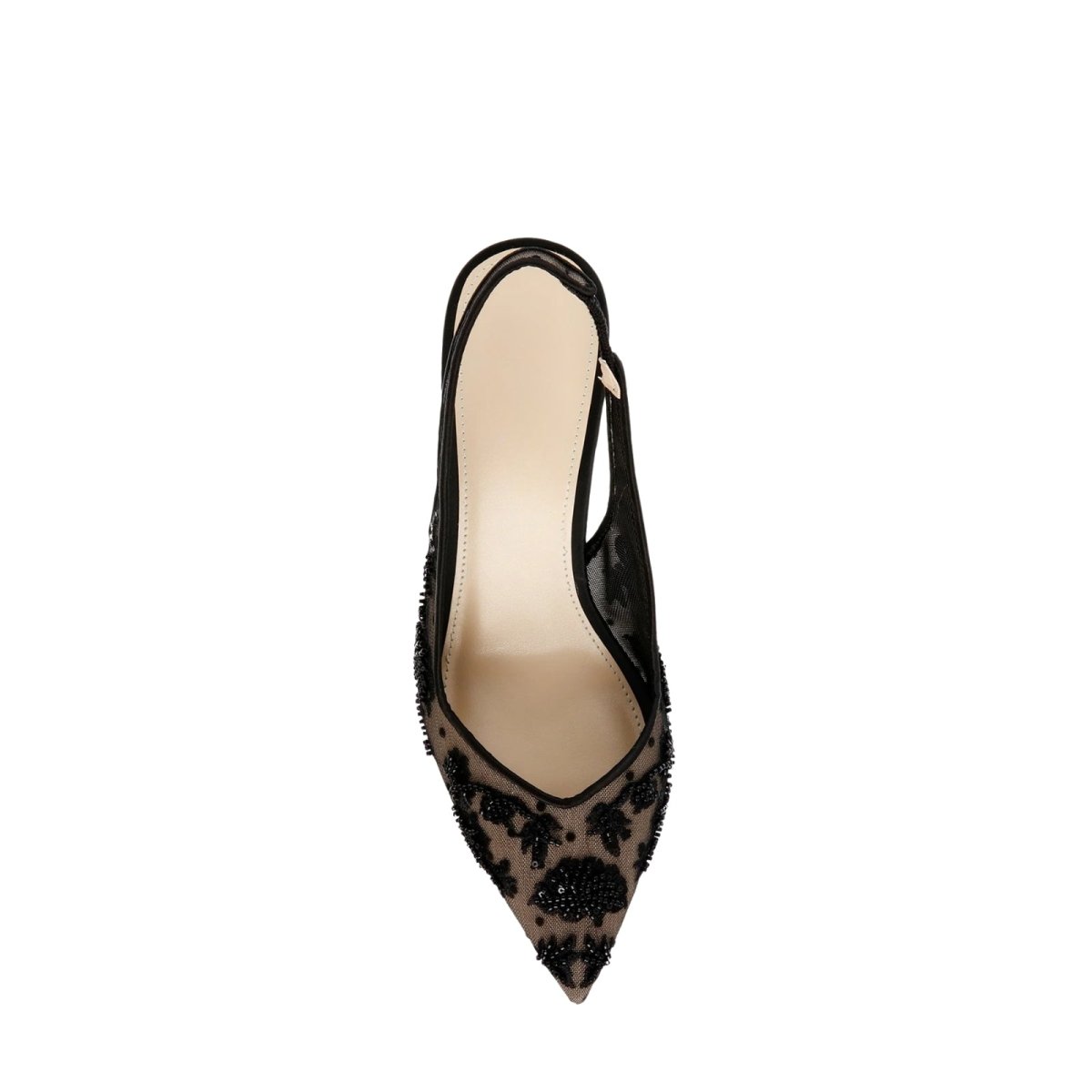 Tabitha Black Slingback Heels with Hand-Beaded Lace Detail for Elegant Style 3