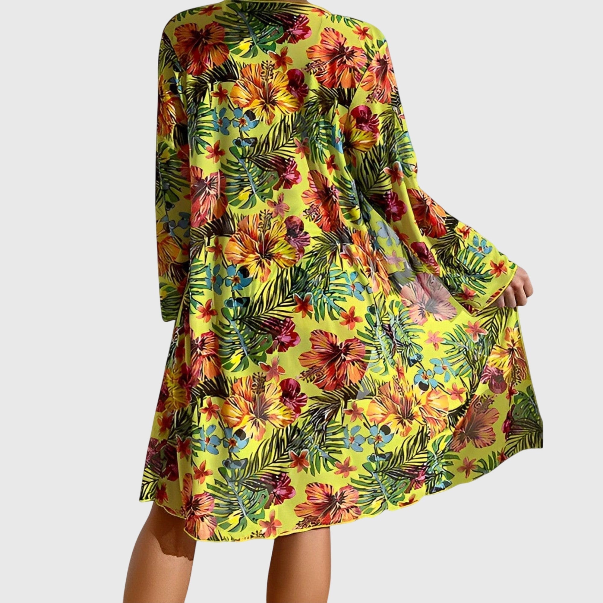 Tropical Print Women's Swimsuit Set with Cover-Up - High-Rise Bikini Swimwear 4