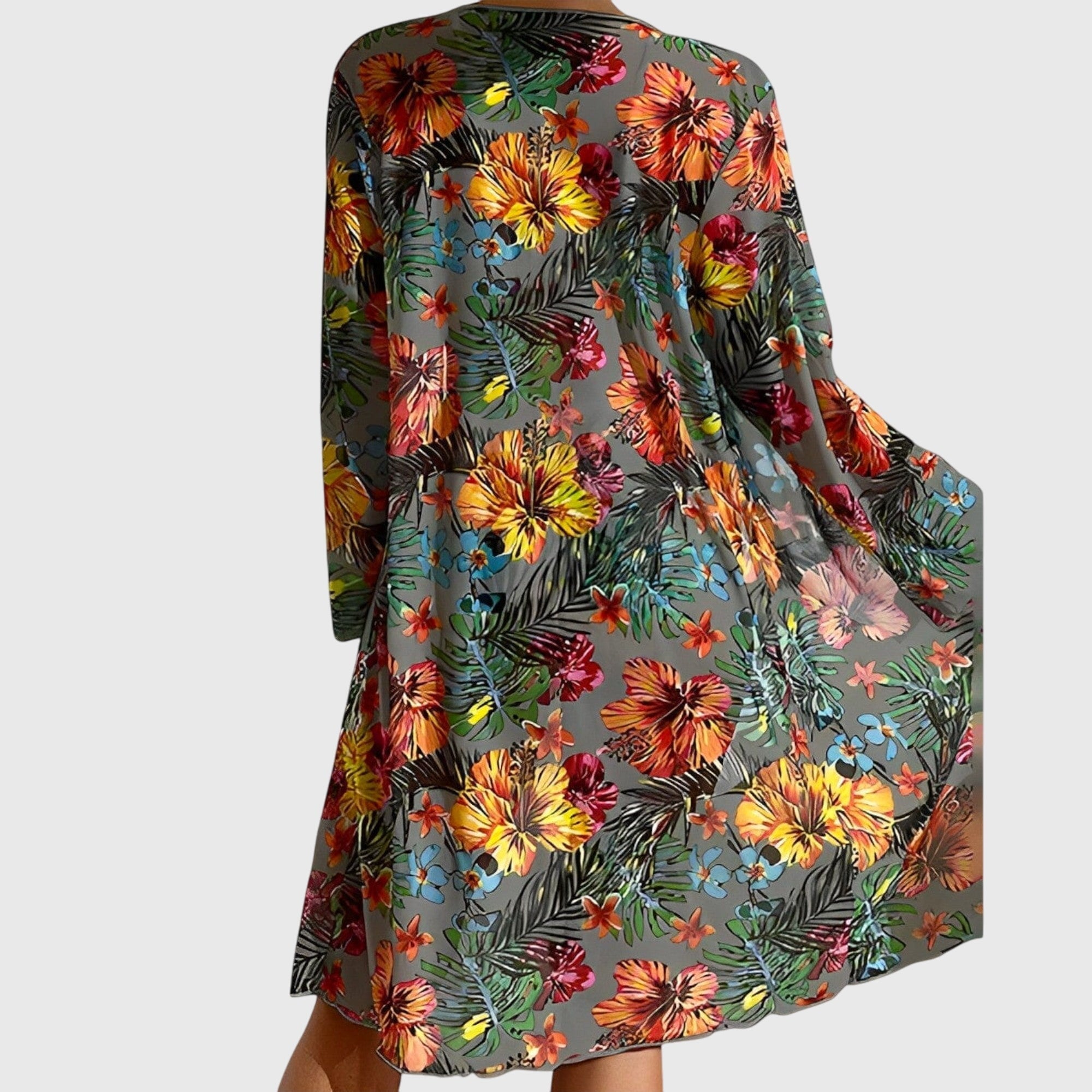 Tropical Print Women's Swimsuit Set with Cover-Up - High-Rise Bikini Swimwear 6