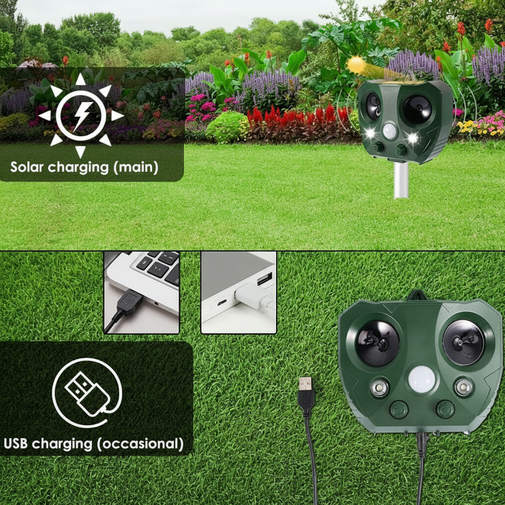 Ultrasonic Bird Deterrent with Solar Power for Garden and Outdoor Use 5
