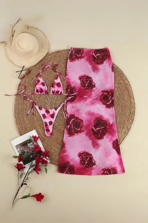 Vibrant 3-Piece Bikini Set with Cover-Up for Women - Flattering & Stylish