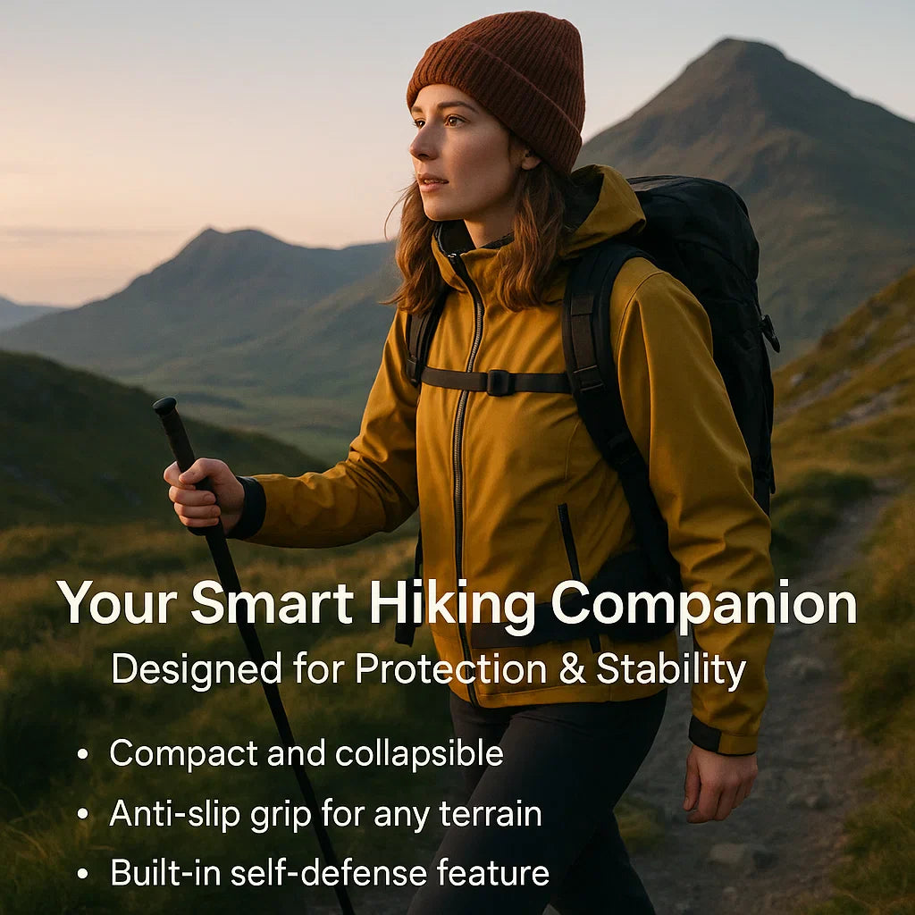 Walking Stick in Alloy Steel with Textured Anti-Slip Grip for Hiking 4