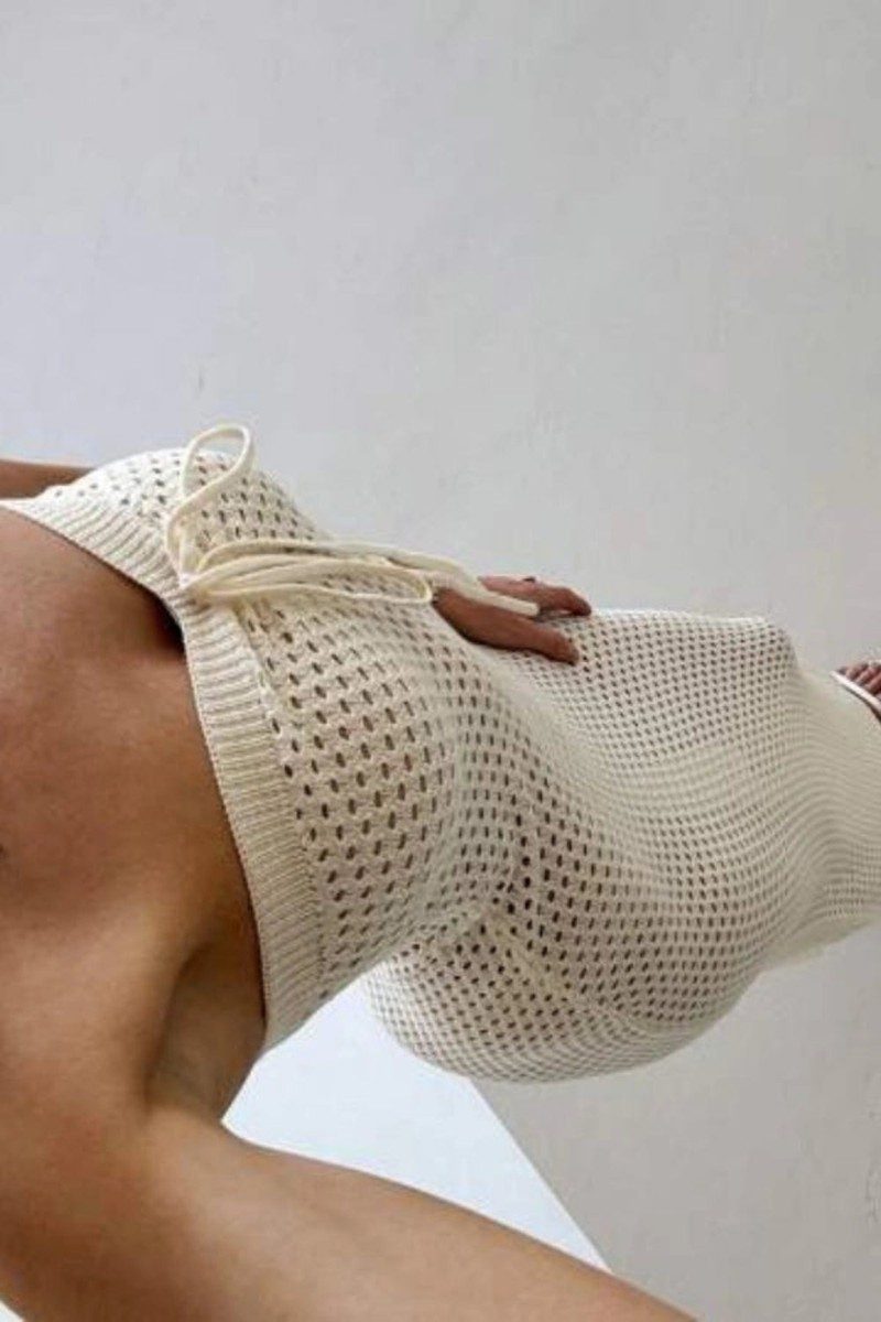 White Maxi Dress for Women - Premium Strapless Crochet Long Dress 7