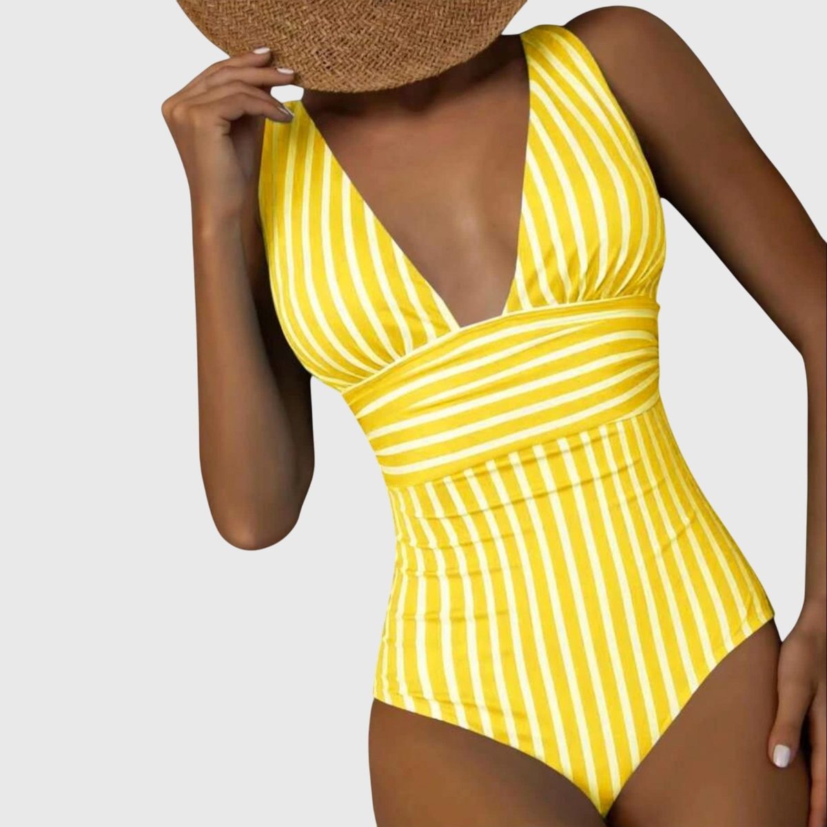 Women's Striped V-Neck One-Piece Swimsuit - Flattering Swimwear for Summer 7
