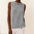Womens Tank Top - Sleeveless Roll Collar Design for Effortless Summer Style 0