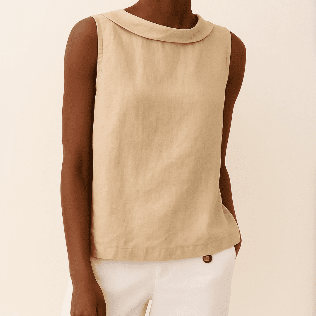 Womens Tank Top - Sleeveless Roll Collar Design for Effortless Summer Style 2